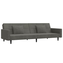 vidaXL Sofá cama de 2 plazas con dos almohadas terciopelo gris oscuro