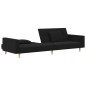 vidaXL Sofá cama de 2 plazas con dos almohadas tela negro vidaXL Sofá cama de 2 plazas con dos almohadas tela negro
