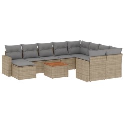 vidaXL Set de sofás de jardín 11pzas con cojines ratán sintético beige