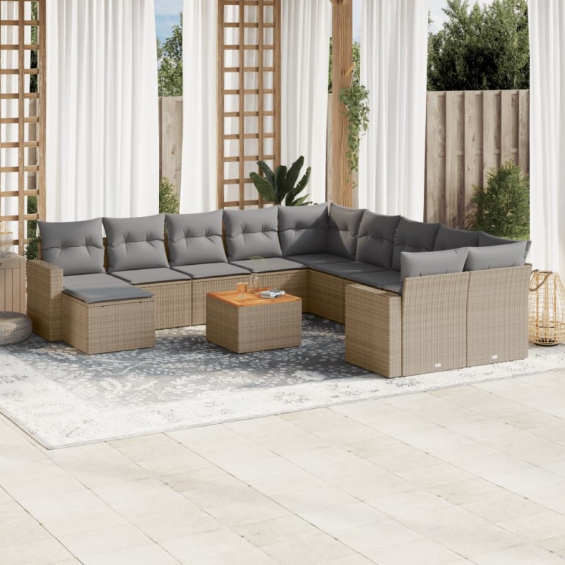 vidaXL Set de sofás de jardín 12 pzas y cojines ratán sintético marrón vidaXL Set de sofás de jardín 12 pzas y cojines ratán sintético marrón