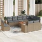 vidaXL Set de sofás de jardín 11pzas con cojines ratán sintético beige