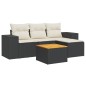 vidaXL Set de muebles de jardín 5 pzas y cojines ratán sintético negro vidaXL Set de muebles de jardín 5 pzas y cojines ratán sintético negro