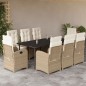 vidaXL Set comedor de jardín 9 pzas con cojines ratán sintético beige