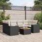vidaXL Set de comedor de jardín 7 pzas y cojines ratán sintético negro vidaXL Set de comedor de jardín 7 pzas y cojines ratán sintético negro