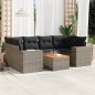 vidaXL Set de sofás de jardín 7 piezas con cojines ratán PE gris vidaXL Set de sofás de jardín 7 piezas con cojines ratán PE gris