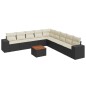 vidaXL Set de sofás de jardín 10 pzas cojines ratán sintético negro vidaXL Set de sofás de jardín 10 pzas cojines ratán sintético negro