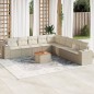 vidaXL Juego de sofás jardín con cojines beige 10 pzas ratán sintético vidaXL Juego de sofás jardín con cojines beige 10 pzas ratán sintético
