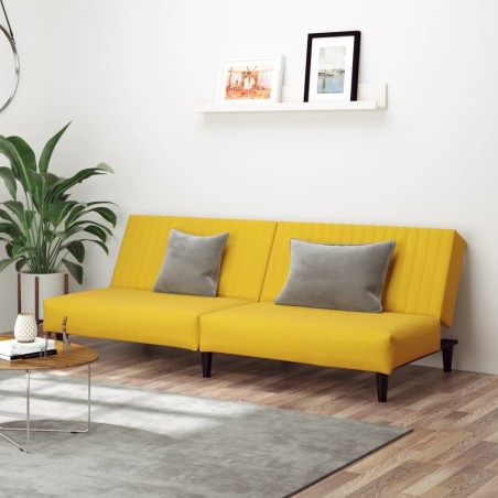 vidaXL Sofá cama de 2 plazas terciopelo amarillo
