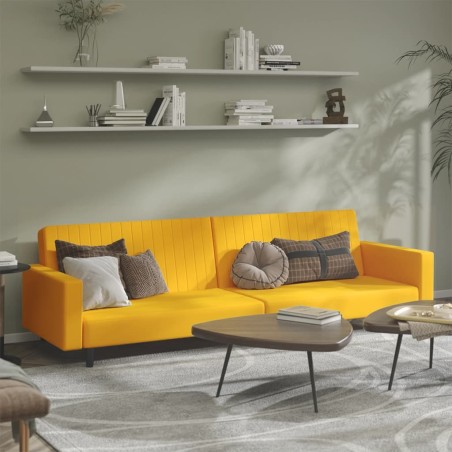 vidaXL Sofá cama de 2 plazas terciopelo amarillo