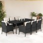vidaXL Set de comedor de jardín 9 pzas y cojines ratán sintético negro vidaXL Set de comedor de jardín 9 pzas y cojines ratán sintético negro