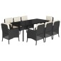 vidaXL Set de comedor de jardín 9 pzas y cojines ratán sintético negro vidaXL Set de comedor de jardín 9 pzas y cojines ratán sintético negro