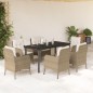 vidaXL Set comedor de jardín 7 pzas con cojines ratán sintético beige vidaXL Set comedor de jardín 7 pzas con cojines ratán sintético beige