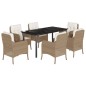 vidaXL Set comedor de jardín 7 pzas con cojines ratán sintético beige vidaXL Set comedor de jardín 7 pzas con cojines ratán sintético beige