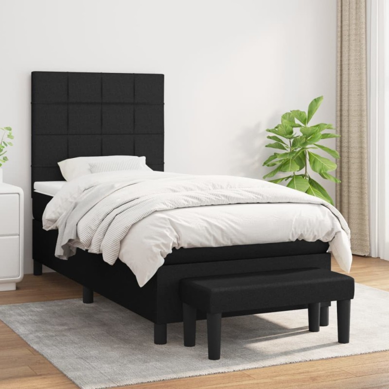 vidaXL Cama box spring con colchón tela negro 80x200 cm vidaXL Cama box spring con colchón tela negro 80x200 cm