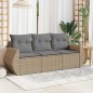 vidaXL Juego de sofás de jardín con cojines beige 3 pzas ratán PE vidaXL Juego de sofás de jardín con cojines beige 3 pzas ratán PE