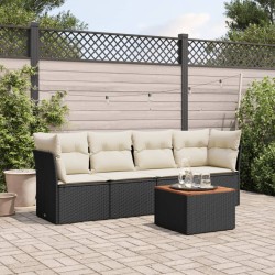 vidaXL Set de muebles de jardín 5 pzas y cojines ratán sintético negro