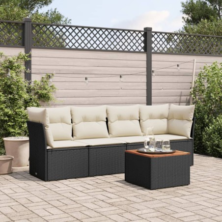 vidaXL Set de muebles de jardín 5 pzas y cojines ratán sintético negro