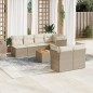 vidaXL Juego de sofás de jardín con cojines beige 8 pzas ratán PE vidaXL Juego de sofás de jardín con cojines beige 8 pzas ratán PE