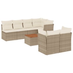 vidaXL Juego de sofás de jardín con cojines beige 8 pzas ratán PE