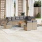 vidaXL Set de sofás de jardín 11pzas con cojines ratán sintético beige