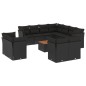 vidaXL Set de sofás de jardín 12 piezas cojines ratán sintético negro vidaXL Set de sofás de jardín 12 piezas cojines ratán sintético negro