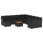 vidaXL Set de sofás de jardín 12 piezas cojines ratán sintético negro vidaXL Set de sofás de jardín 12 piezas cojines ratán sintético negro