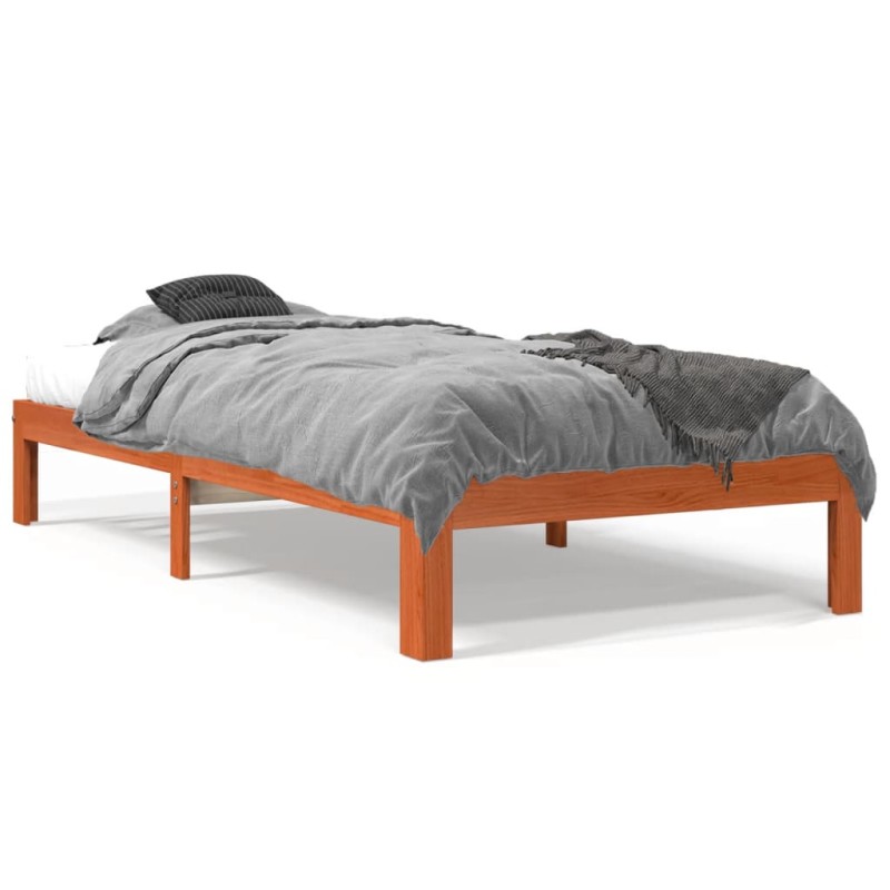 vidaXL Estructura de cama madera maciza de pino marrón cera 90x190 cm vidaXL Estructura de cama madera maciza de pino marrón cera 90x190 cm