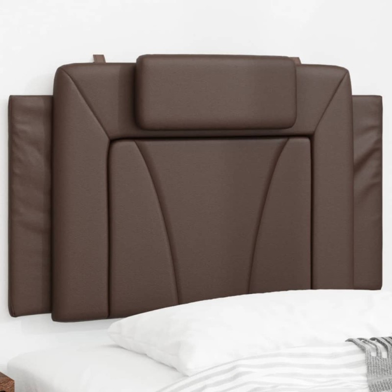 vidaXL Cabecero de cama acolchado cuero sintético marrón 90 cm