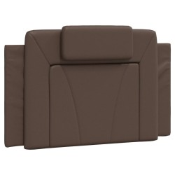 vidaXL Cabecero de cama acolchado cuero sintético marrón 90 cm