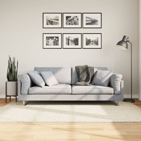 vidaXL Alfombra de pelo largo moderna crema 140x200 cm