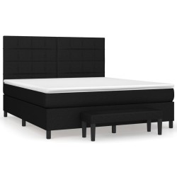 vidaXL Cama box spring con colchón tela negro 180x200 cm