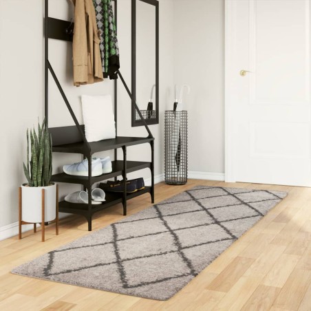 vidaXL Alfombra de pelo largo moderna beige y antracita 80x250 cm