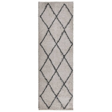 vidaXL Alfombra de pelo largo moderna beige y antracita 80x250 cm