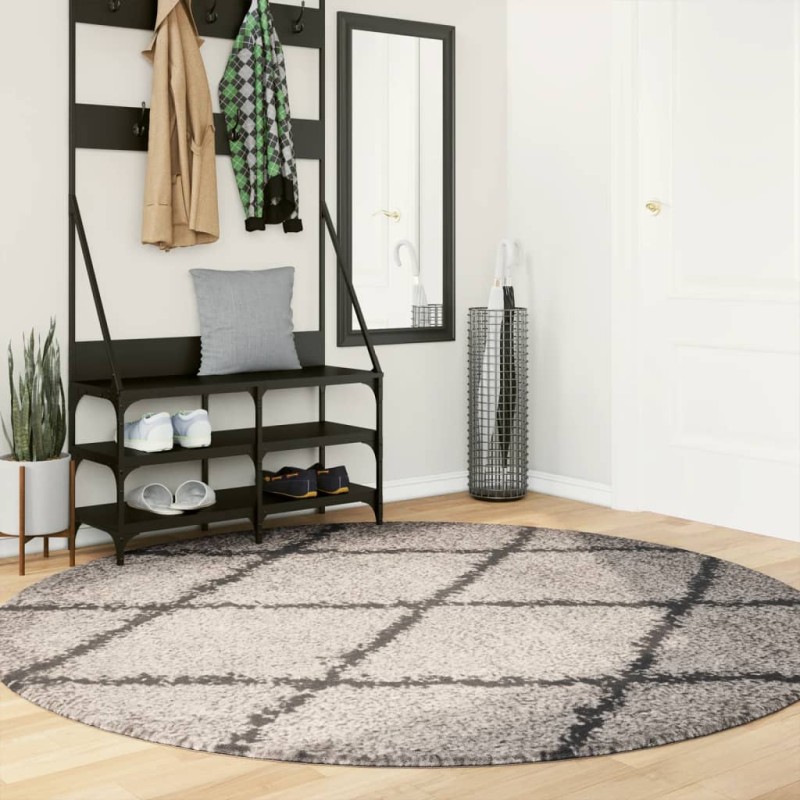 vidaXL Alfombra de pelo largo moderna beige y antracita Ø 200 cm vidaXL Alfombra de pelo largo moderna beige y antracita Ø 200 cm