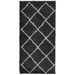 vidaXL Alfombra de pelo largo moderna negro y crema 100x200 cm