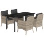 vidaXL Set comedor de jardín 5 pzas cojines ratán sintético gris claro vidaXL Set comedor de jardín 5 pzas cojines ratán sintético gris claro