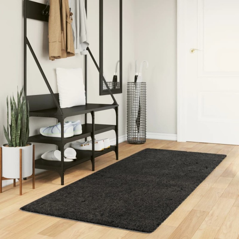 vidaXL Alfombra de pelo largo moderna gris antracita 80x200 cm vidaXL Alfombra de pelo largo moderna gris antracita 80x200 cm