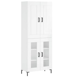 vidaXL Aparador alto madera contrachapada blanco brillo 69,5x34x180 cm
