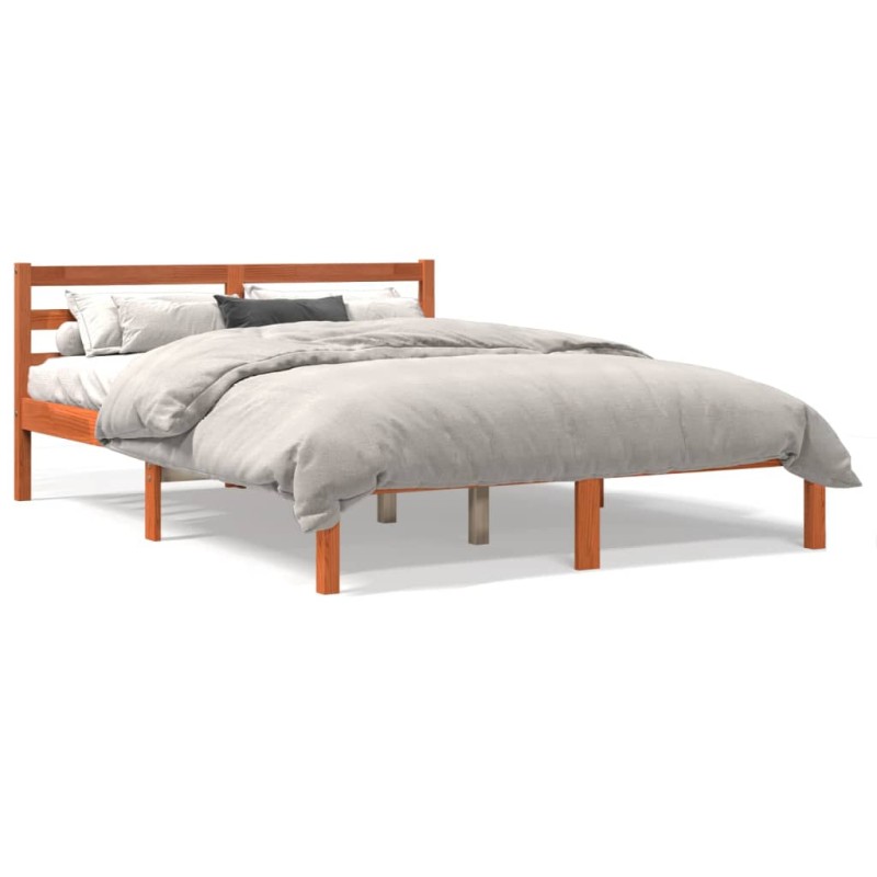 vidaXL Estructura de cama madera maciza pino marrón cera 120x190 cm vidaXL Estructura de cama madera maciza pino marrón cera 120x190 cm