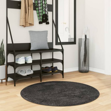 vidaXL Alfombra de pelo largo moderna gris antracita Ø 100 cm