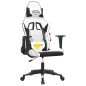 vidaXL Silla gaming de masaje cuero sintético blanco y negro