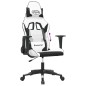 vidaXL Silla gaming de masaje cuero sintético blanco y negro