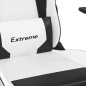 vidaXL Silla gaming de masaje cuero sintético blanco y negro