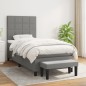vidaXL Cama box spring con colchón tela gris oscuro 90x190 cm