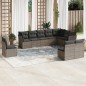 vidaXL Set de sofás de jardín 10 pzas con cojines ratán sintético gris vidaXL Set de sofás de jardín 10 pzas con cojines ratán sintético gris