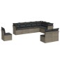 vidaXL Set de sofás de jardín 10 pzas con cojines ratán sintético gris vidaXL Set de sofás de jardín 10 pzas con cojines ratán sintético gris