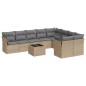 vidaXL Juego de sofás jardín con cojines beige 10 pzas ratán sintético vidaXL Juego de sofás jardín con cojines beige 10 pzas ratán sintético