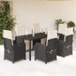 vidaXL Set de comedor de jardín 7 pzas y cojines ratán sintético negro vidaXL Set de comedor de jardín 7 pzas y cojines ratán sintético negro