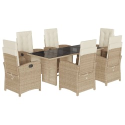 vidaXL Set comedor de jardín 7 pzas con cojines ratán sintético beige