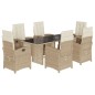 vidaXL Set comedor de jardín 7 pzas con cojines ratán sintético beige vidaXL Set comedor de jardín 7 pzas con cojines ratán sintético beige